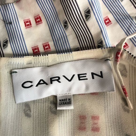 Carven Jacquard Printed Ruched Tank Top NWT size 4 Red White Blue - Picture 9 of 13